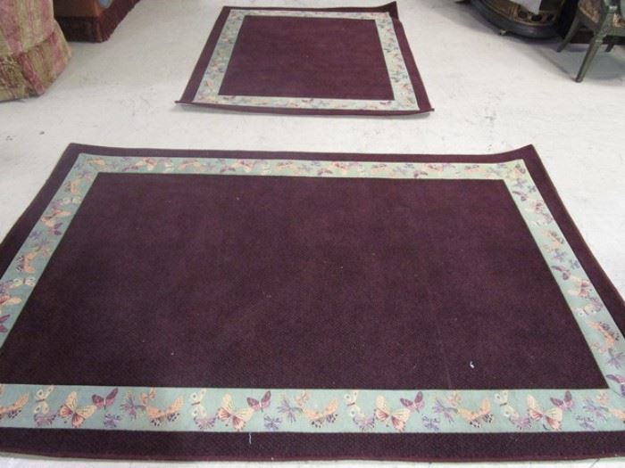 Pair area rugs w/ butterflies