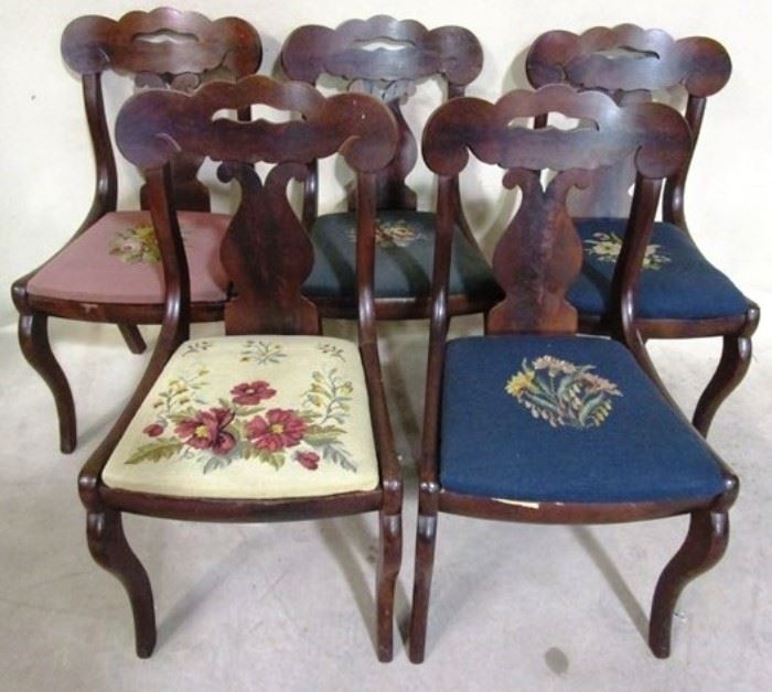 Vintage needlepoint seat chairs