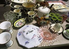 pink glass, other kitchen items