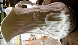 White pitcher with Irises in relief