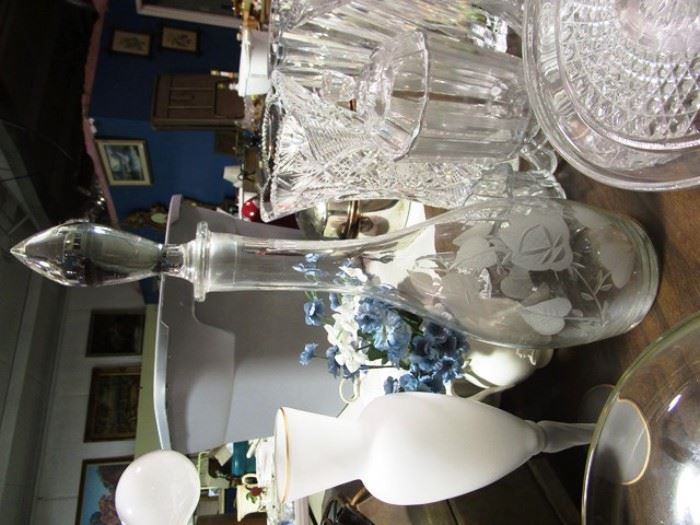 Decanter, vase, glassware