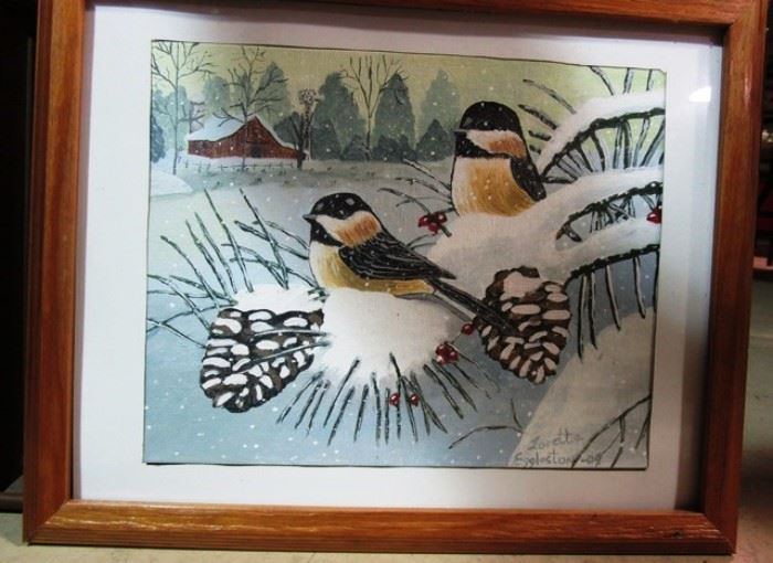 Winter bird painting