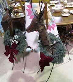 Reindeer planters with wreaths