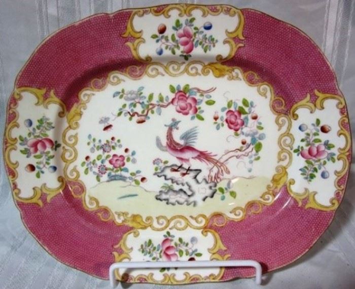 Pink phoenix serving platter