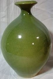 Green pottery vase