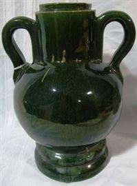 HEAVY green pottery vase