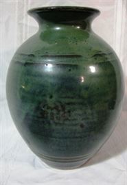 Green pottery vase