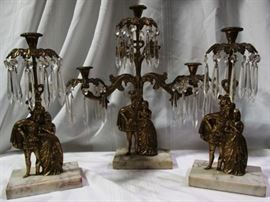 Antique brass gerundials on marble