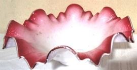 Pink and white ruffled bowl