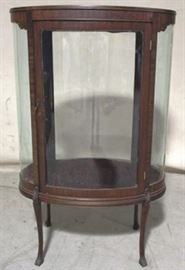 Oval French curved glass vitrine