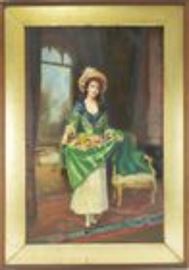 H R Kniffin fancy dress oil painting