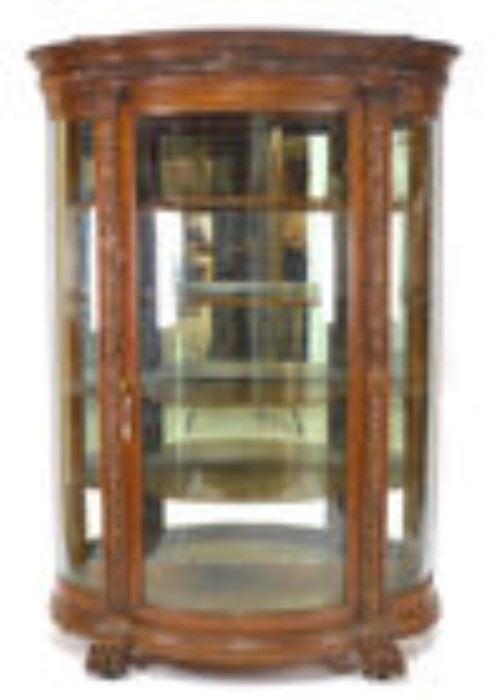 Very nice oak bow front china cabinet