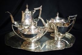 Sterling tea set with tray