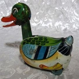 Vintage working tin toy duck