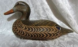 Signed wooden duck