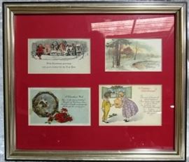 Framed vintage Christmas greetings