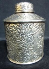 Sterling tea caddy dated 1906