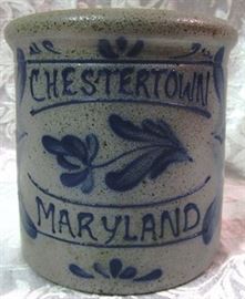 Chestertown MD blue decorated crock