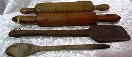Lot: early wood baking tools