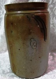 Stoneware crock with blue decoration
