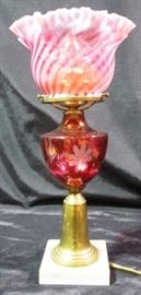 Cranberry swirl lamp