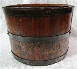Heavy wooden well bucket