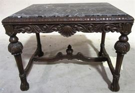 English oak marble top table