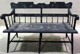 Stenciled primitive plank bottom bench