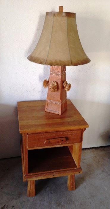 Ranch Oak side table and lamp