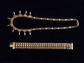 14 K rose gold  vintage necklace and bracelet, Greece