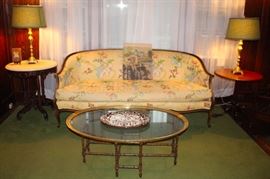 Antique Sofa, Victorian & Mahogany Occasional Tables, Bamboo Base Coffee Table