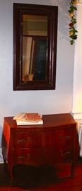 Bombe Chest & Antique Mirror