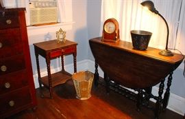 Gateleg Table, Antique Single Drawer Stand