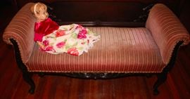 Rolled Arm Bench, Antique Doll