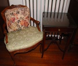 Open Arm Cane Chair, Single Drawer Chest