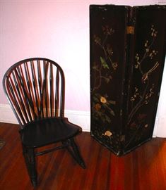 Child's Rocker, Asian Soapstone Panels