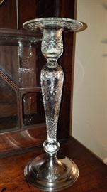 Pair of Hawkes Crystal and Sterling Candlesticks