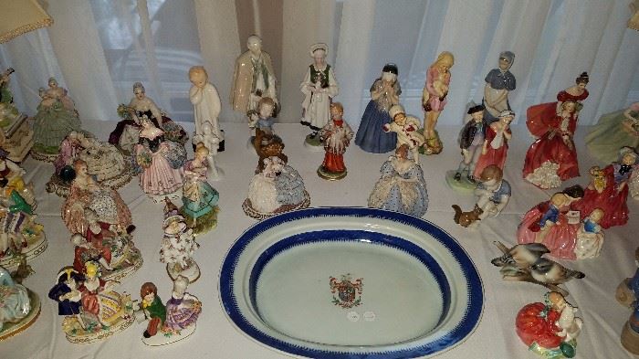 Chinese Export Platter, Capodimonte Figures, Royal Doulton Figures