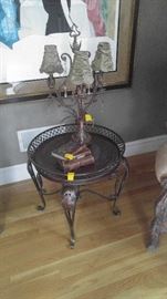ornate side table and lamp