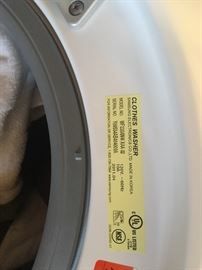 Model and serial information for the Samsung washer