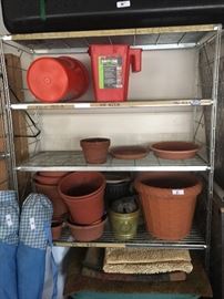 Assorted garden pots and camping chairs (Shelf is NOT FOR SALE)