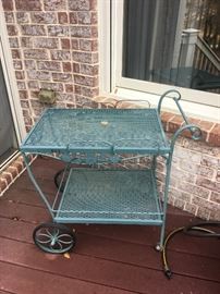Metal outdoor tea cart or planting stand