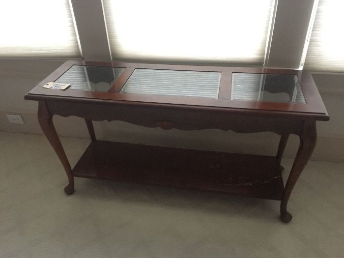 Wood with glass accents console table