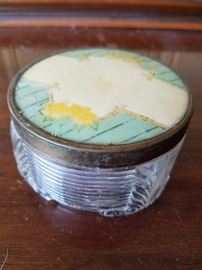 Vintage Powder Puff Glass Box 