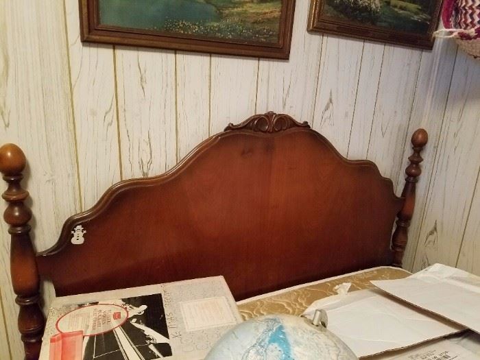 Antique Double Bed Headboard and Footboard. Maker's Mark J
