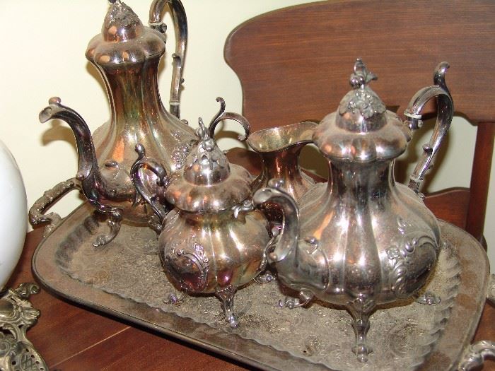 Silver plate tea and coffee service