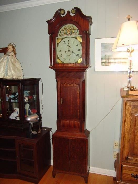 Tall case clock with porcelain face