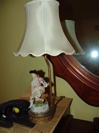 Pair small porcelain figural lamps