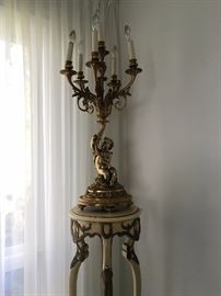 Cherub Brass Lamps, Pair