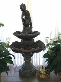 Fountain with Cherub, Tons of Artificial Plants, Trees, Shrubs and Flowers! 